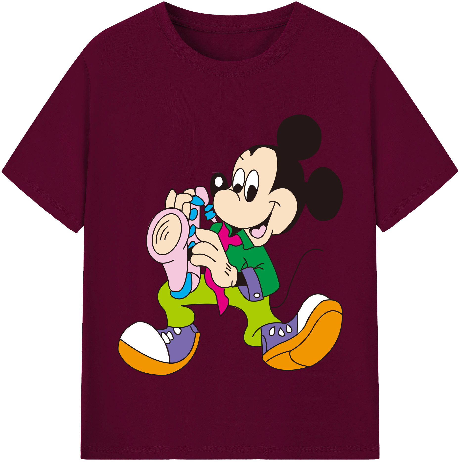 （画像用） ミッキーマウス Mickey Mouse レディースカジュアルプリントTシャツ（綿100％）